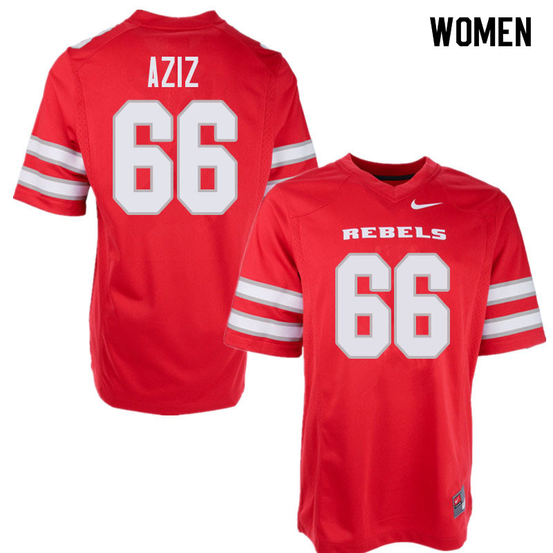 Women's UNLV Rebels #66 Ammir Aziz College Football Jerseys Sale-Red - Click Image to Close